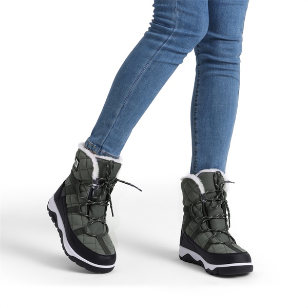Rubber Faux Fur Lined Waterproof Snow Boots - GREY - 1